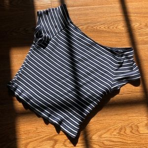 Striped Strapless Crop Top